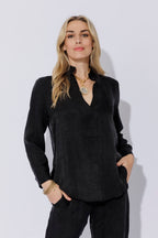 Black Cupro/Linen Milan Blogger Shirt