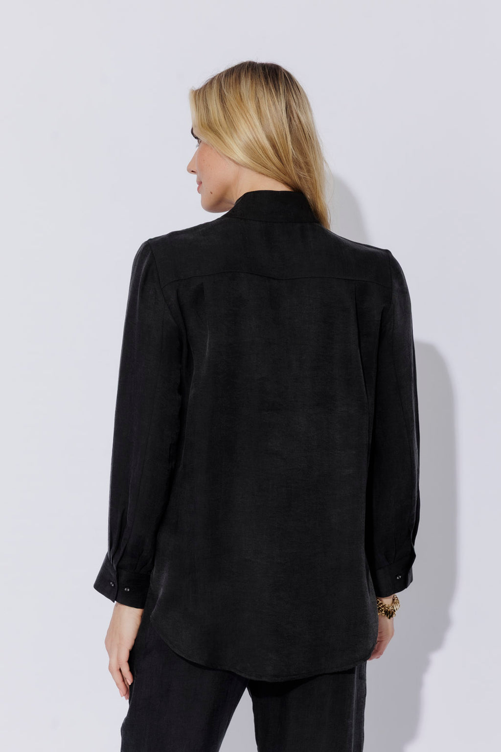 Black Cupro/Linen Milan Blogger Shirt