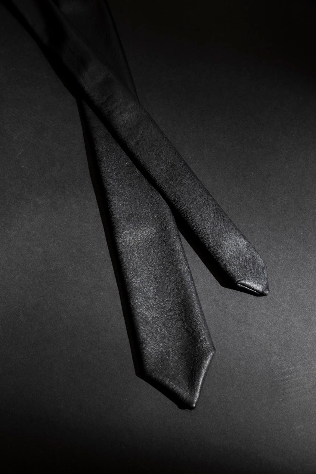 Black Faux Leather Tie