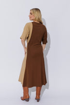 Brown/Beige Tencel Dolman Dress