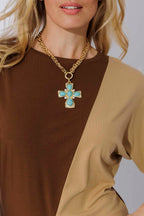 Brown/Beige Tencel Dolman Dress