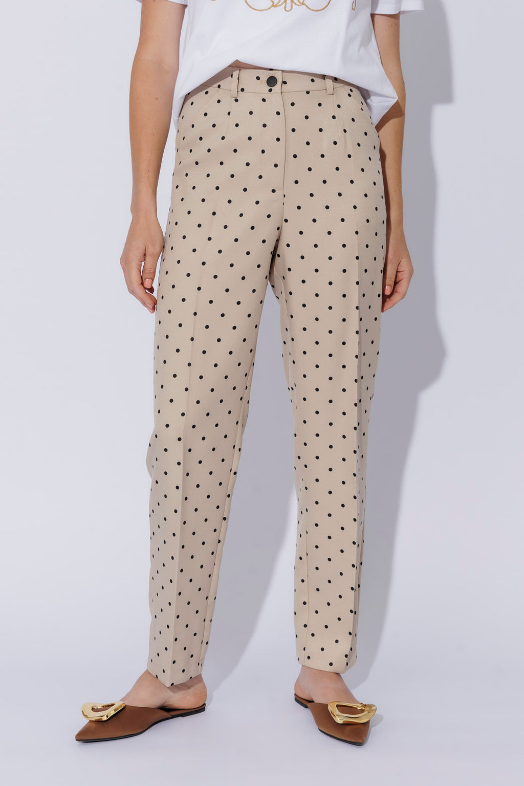 Beige Spot Tailored Pant