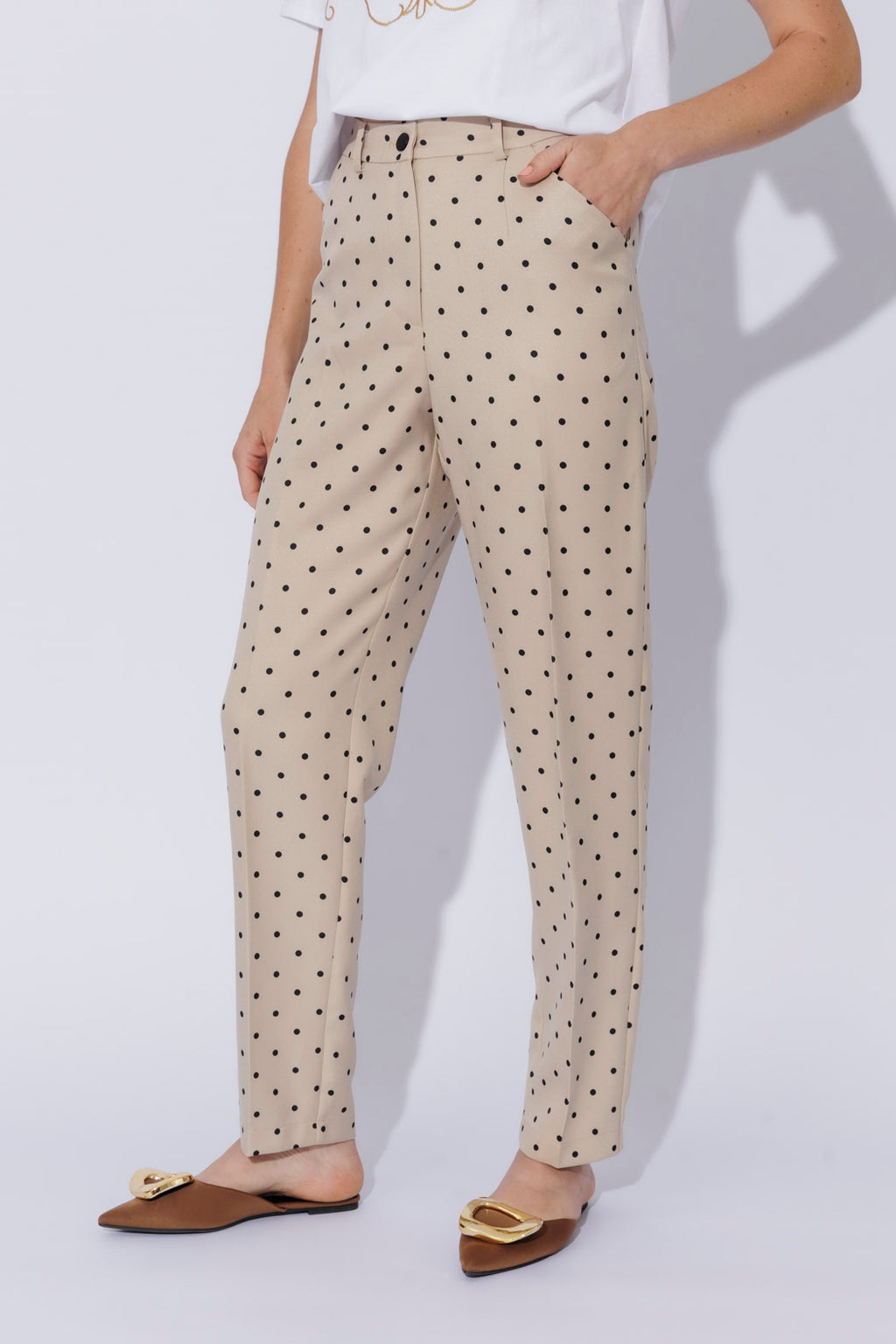 Beige Spot Tailored Pant
