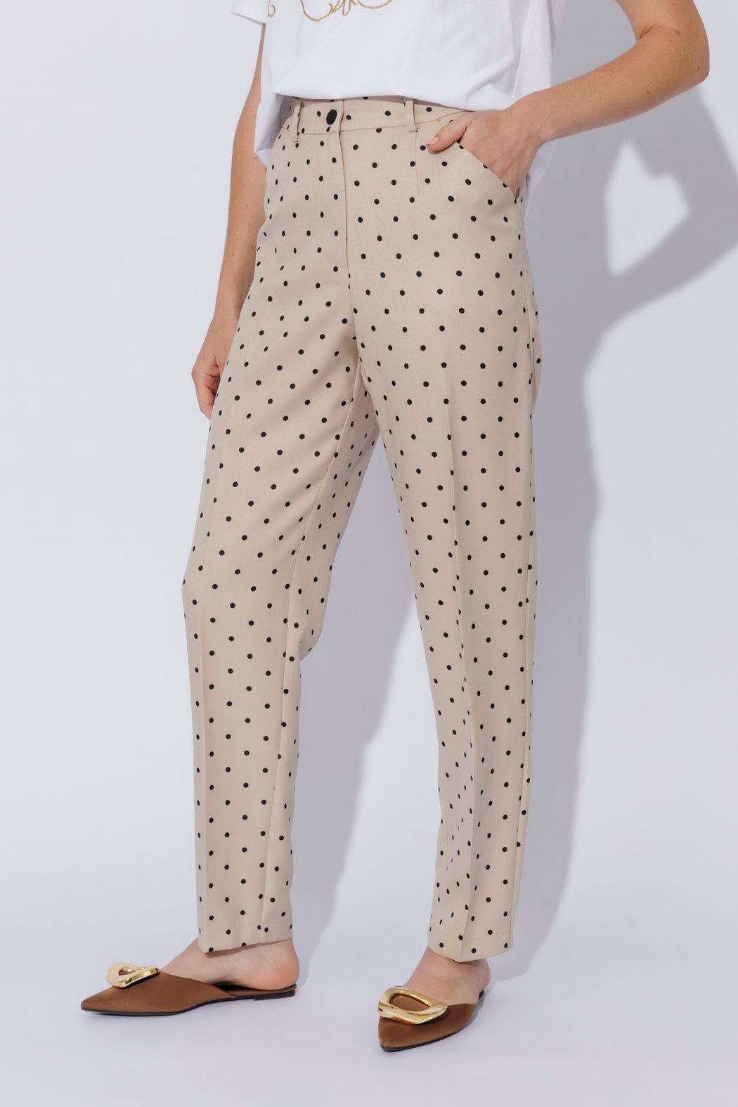 Beige Spot Tailored Pant