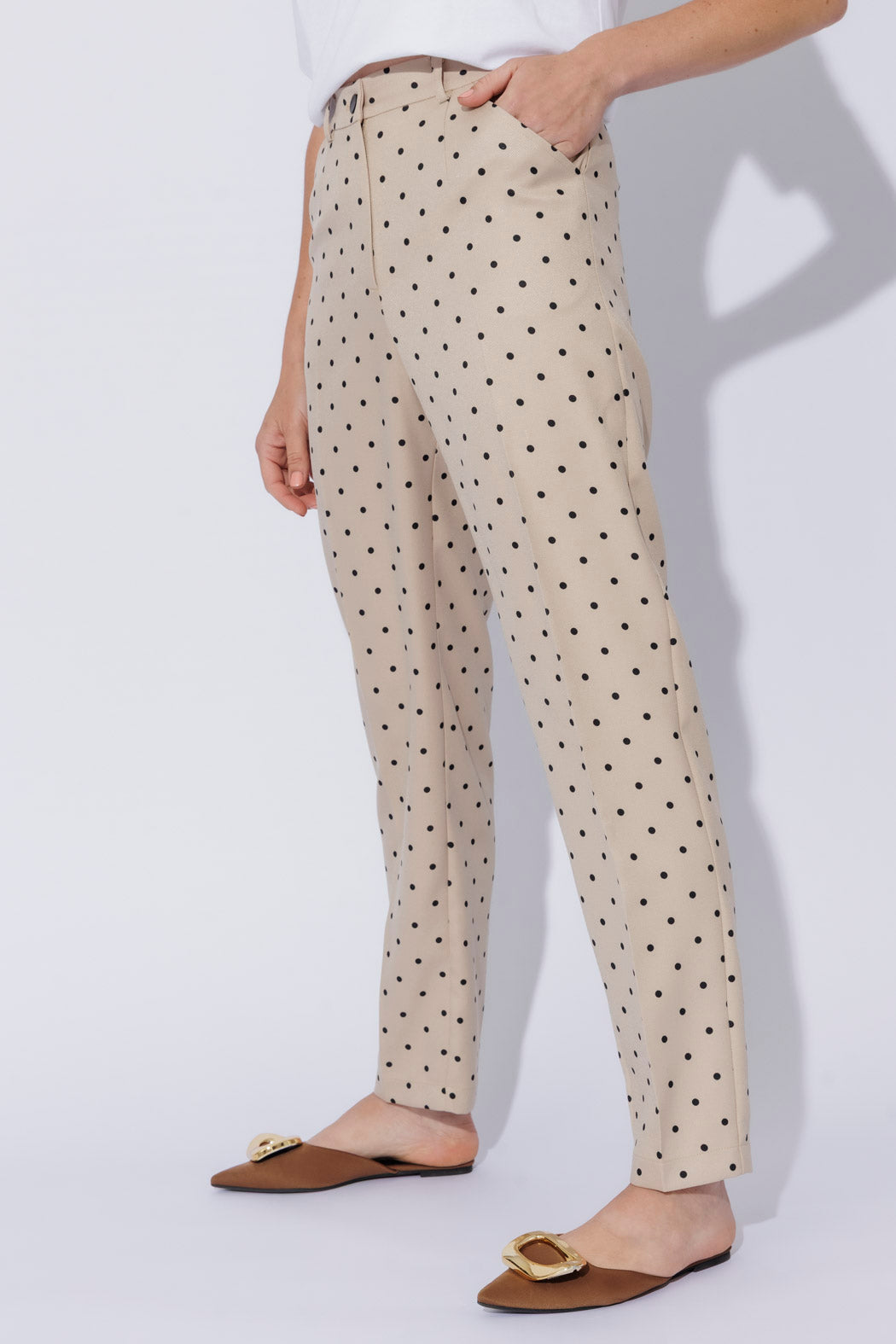 Beige Spot Tailored Pant