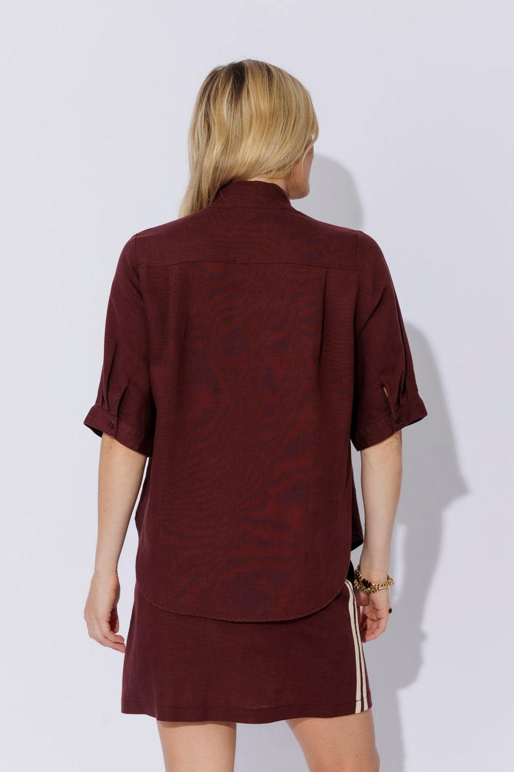 Burgundy Washed Linen Blogger Shirt