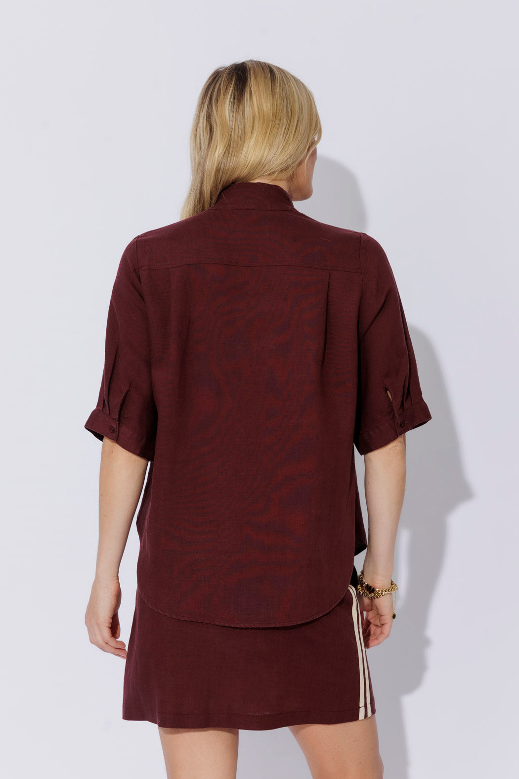 Burgundy Washed Linen Blogger Shirt