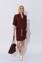 Burgundy Washed Linen Blogger Shirt