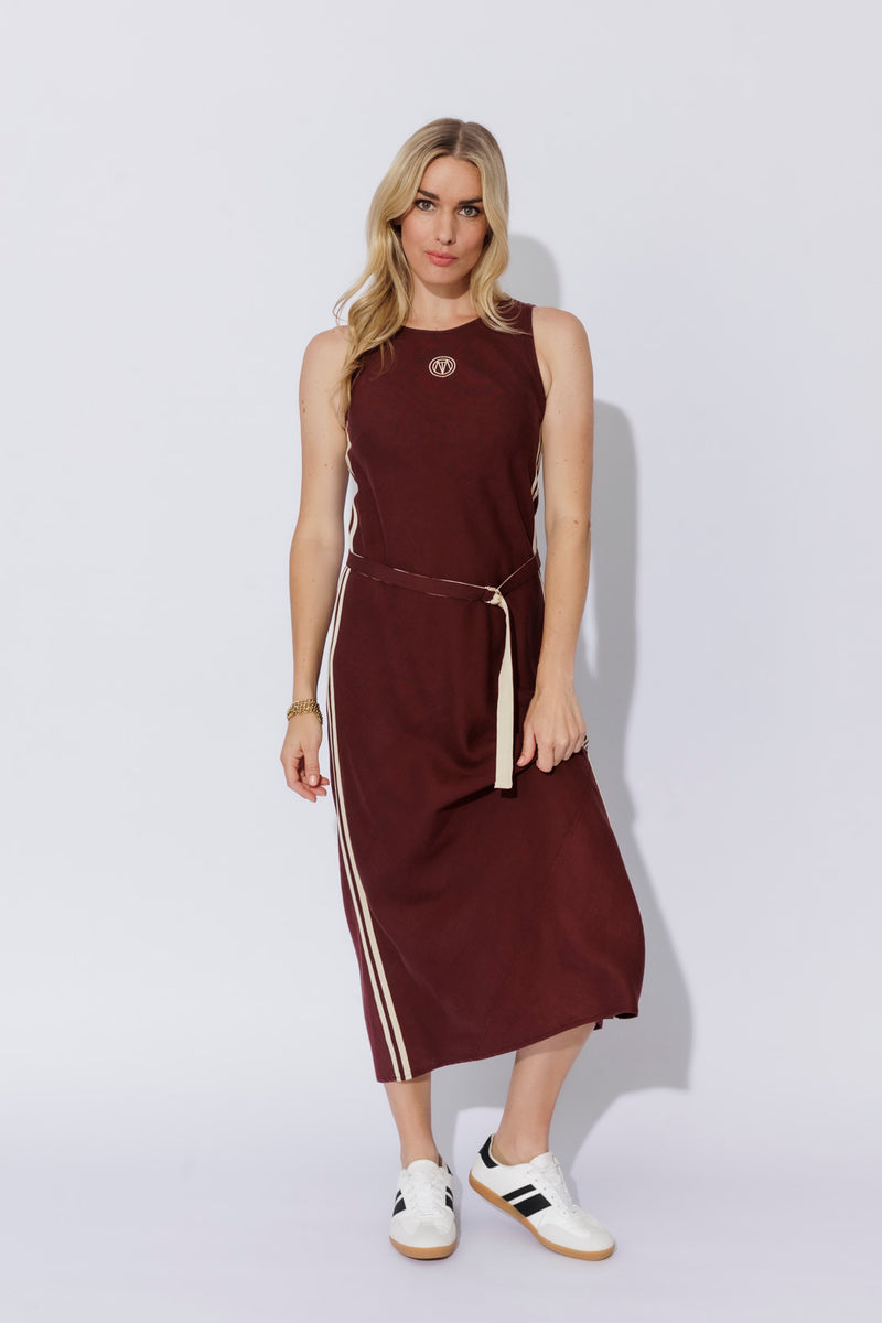 Burgundy Washed Linen Bias Dress