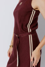 Burgundy Washed Linen Bias Dress