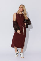 Burgundy Washed Linen Bias Dress