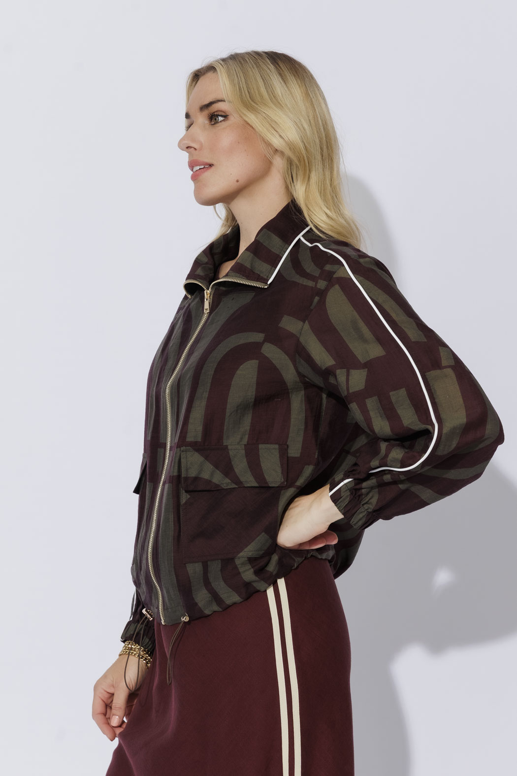 Plum Lyocell Bomber Jacket