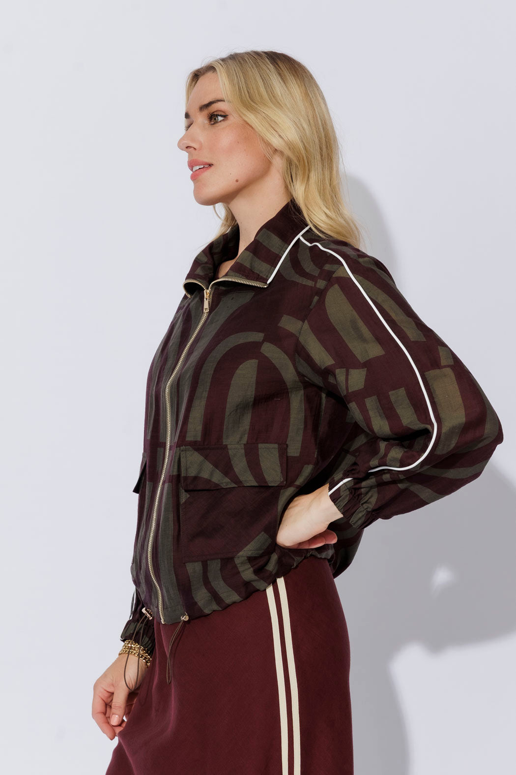 Plum Lyocell Bomber Jacket