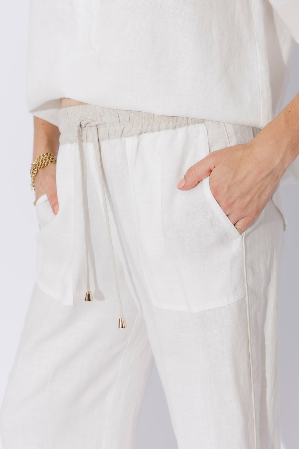 White Washed Linen Pocket Pant