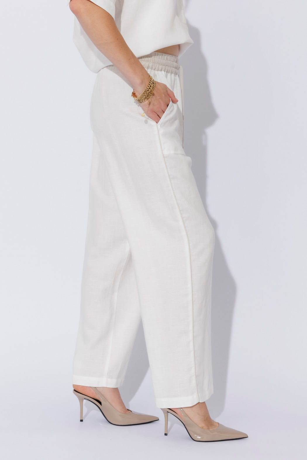 White Washed Linen Pocket Pant