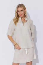 Oatmeal Washed Linen Blogger Shirt