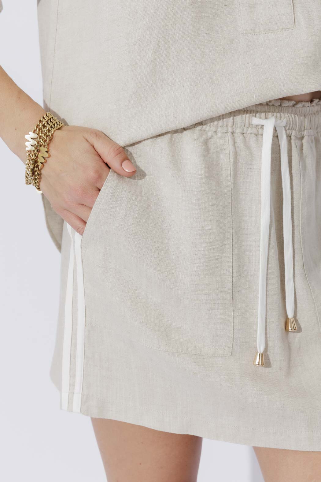 Oatmeal Washed Linen Skirt