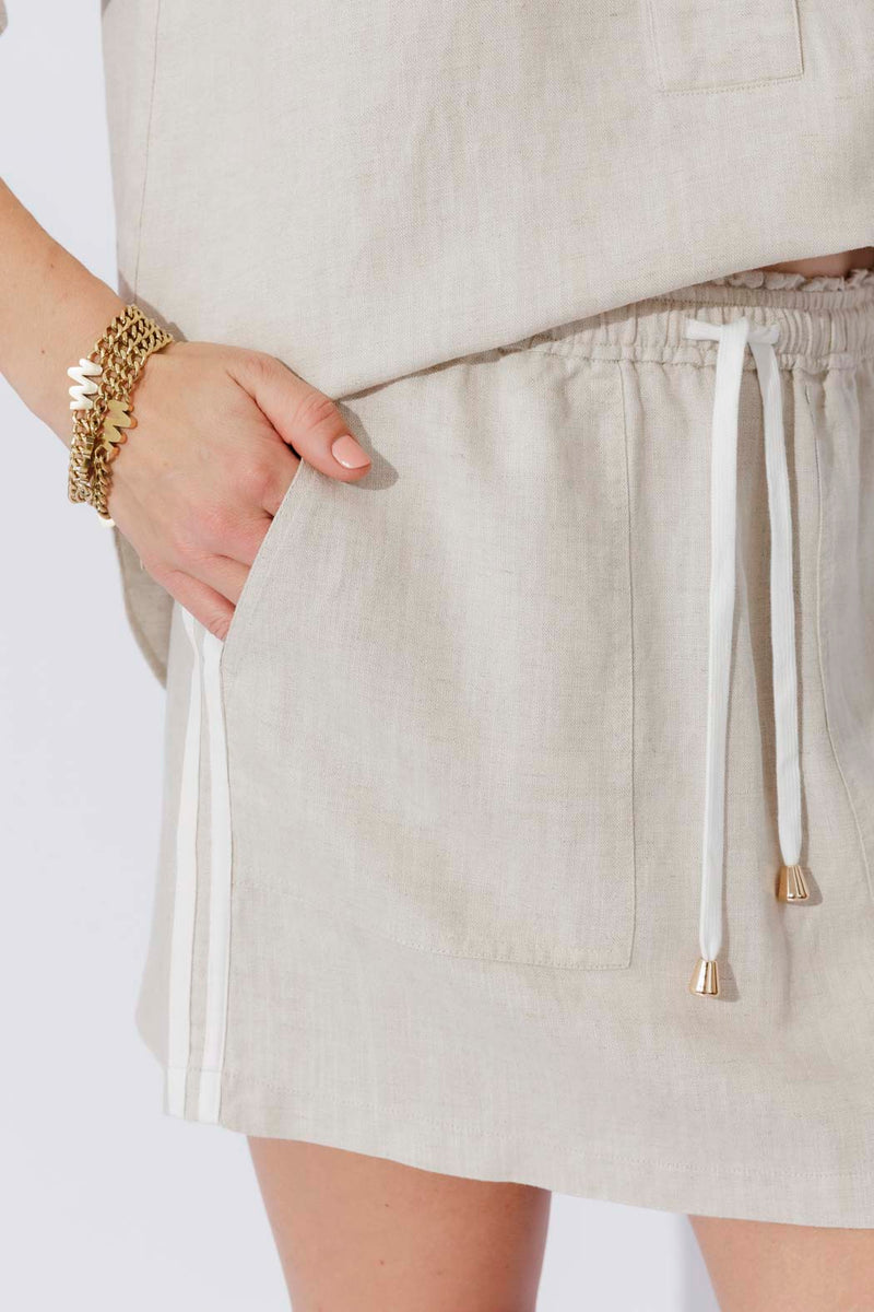 Oatmeal Washed Linen Skirt