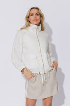 White Washed Linen Bomber Jacket
