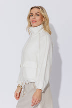 White Washed Linen Bomber Jacket