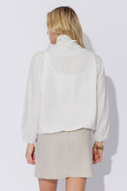 White Washed Linen Bomber Jacket