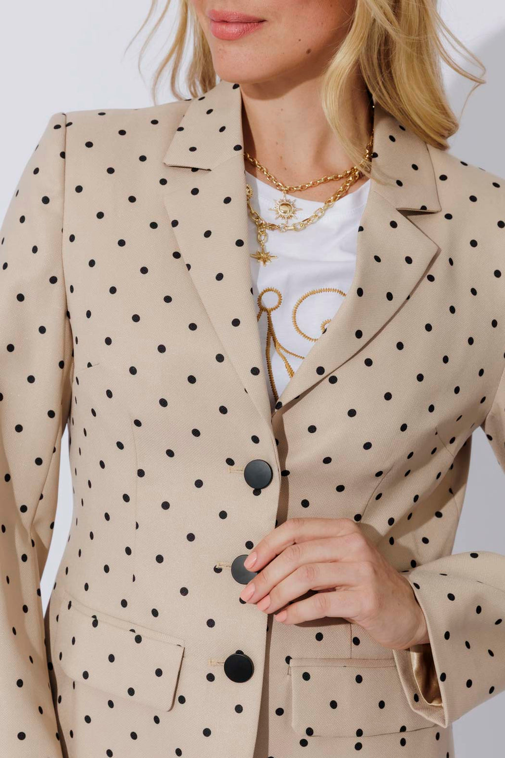 Beige Spot Tailored Blazer