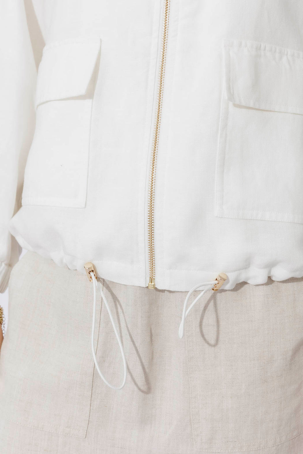 White Washed Linen Bomber Jacket