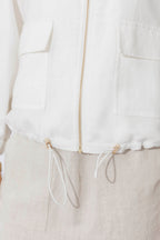 White Washed Linen Bomber Jacket