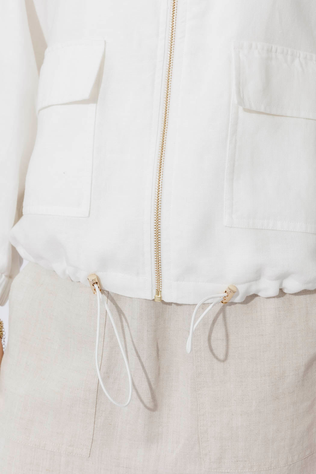 White Washed Linen Bomber Jacket