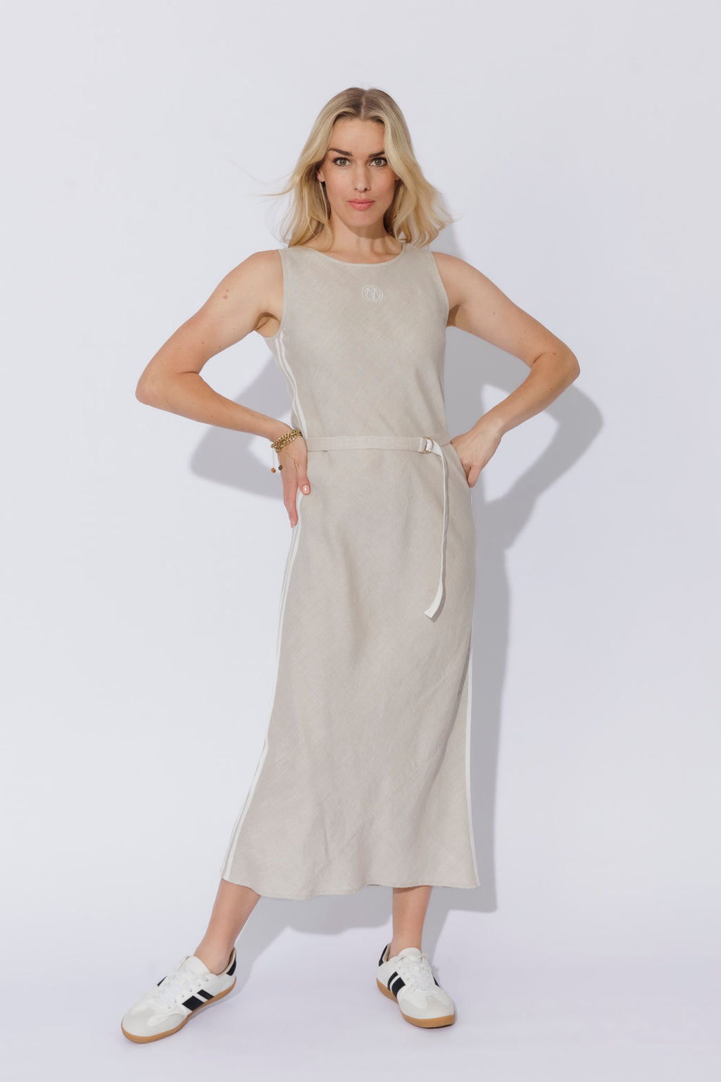 Oatmeal Washed Linen Bias Dress