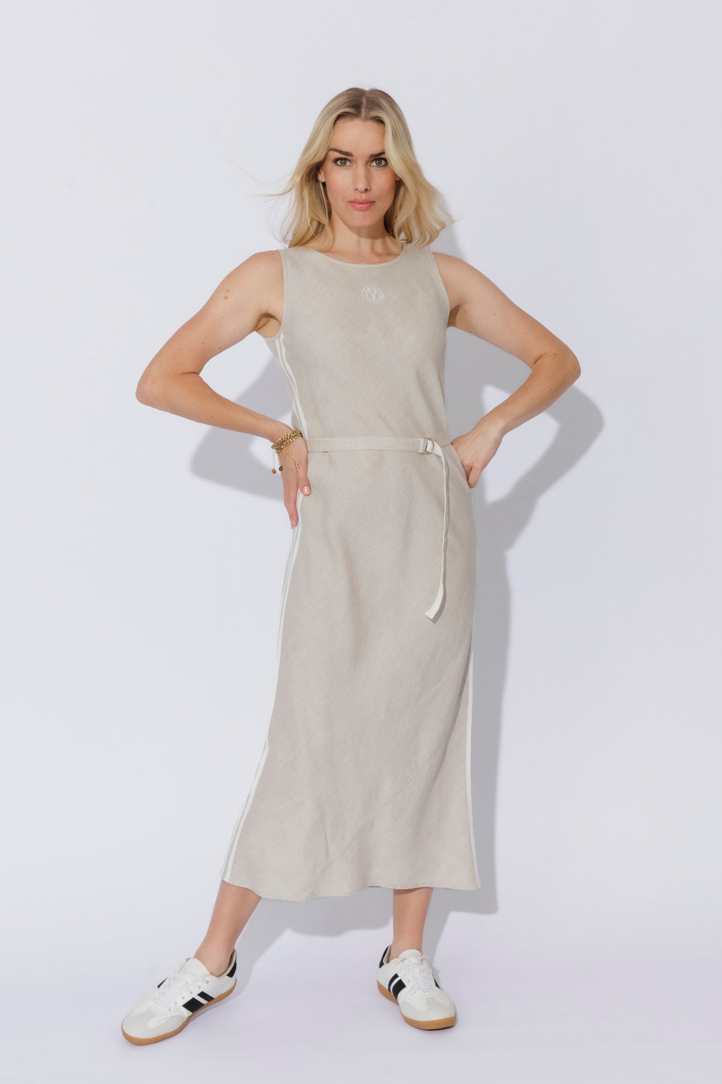 Oatmeal Washed Linen Bias Dress