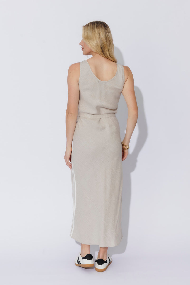 Oatmeal Washed Linen Bias Dress