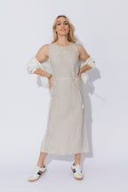 Oatmeal Washed Linen Bias Dress