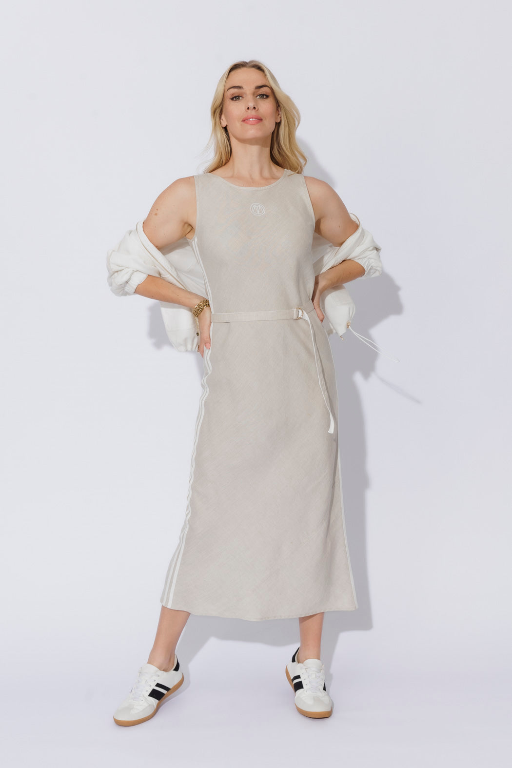 Oatmeal Washed Linen Bias Dress