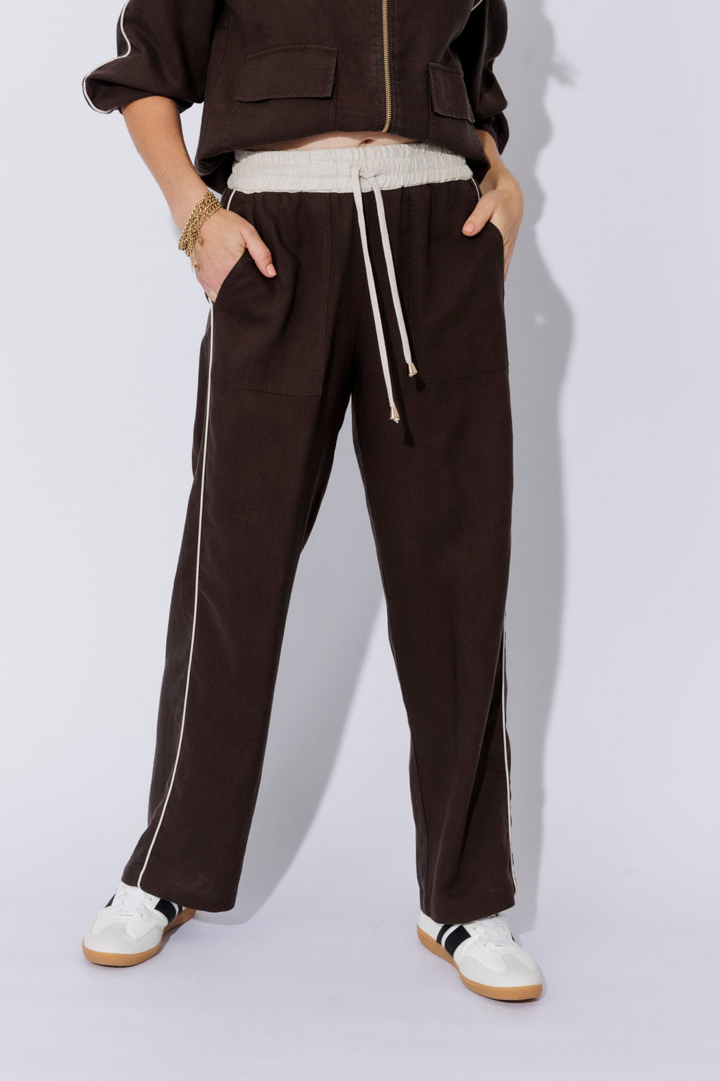 Chocolate Washed Linen Pocket Pant