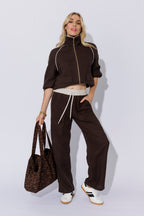 Chocolate Washed Linen Bomber Jacket