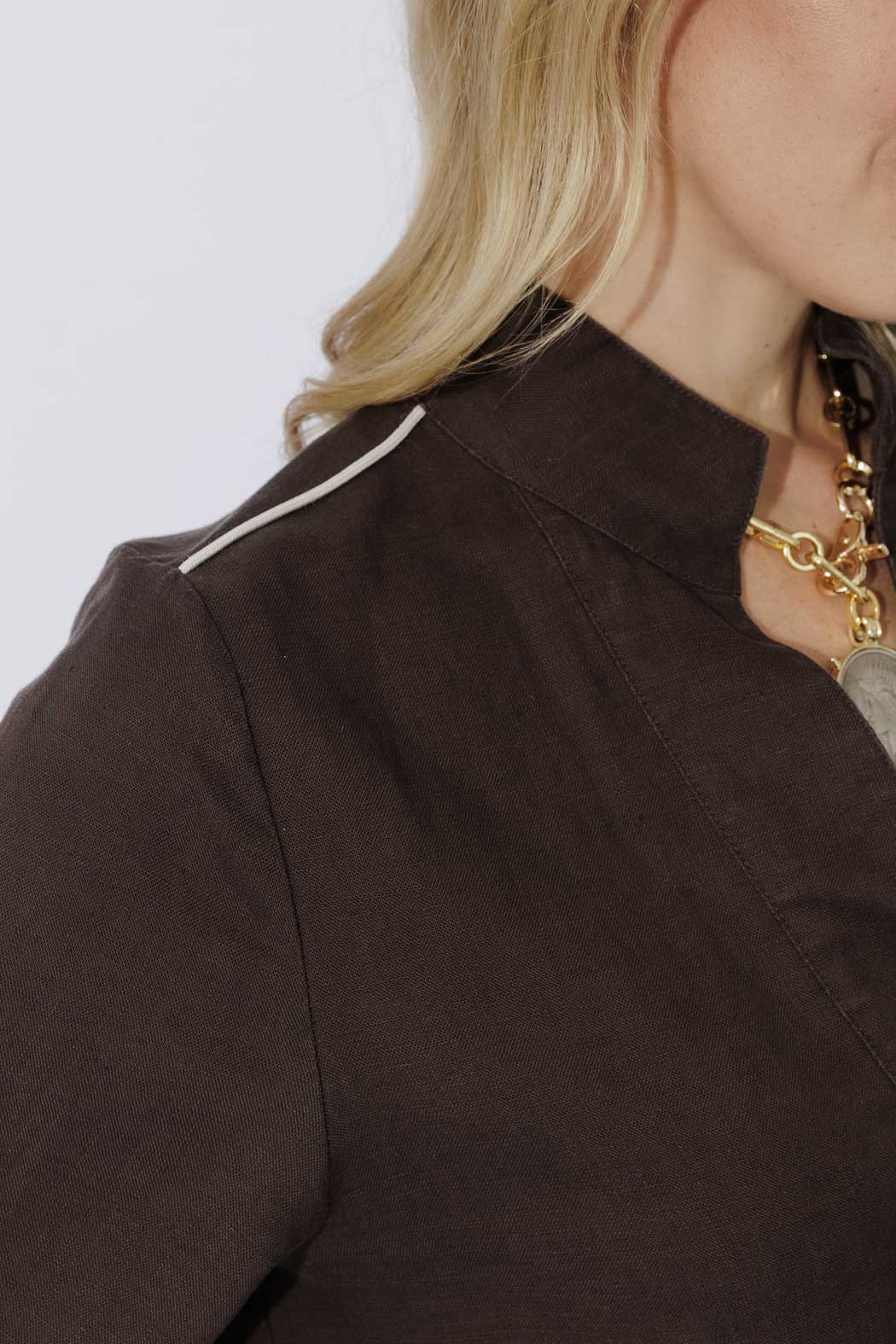 Chocolate Washed Linen Blogger Shirt