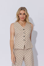 Beige Spot Tailored Vest