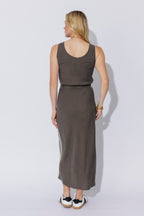 Pewter Washed Linen Bias Dress