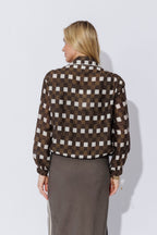 Chocolate Check Lyocell Bomber Jacket