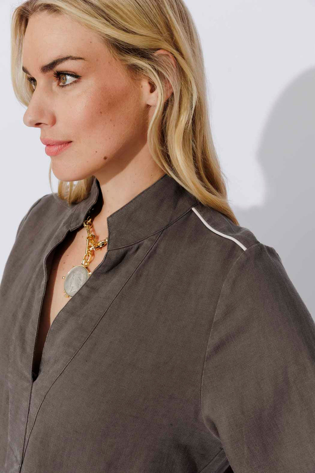 Pewter Washed Linen Blogger Shirt