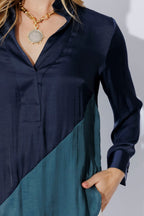 Navy Spliced Milan Blogger Shirt