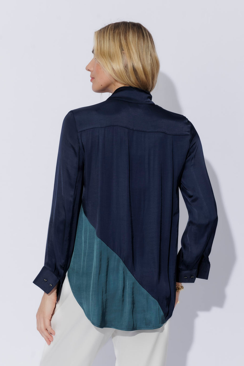 Navy Spliced Milan Blogger Shirt