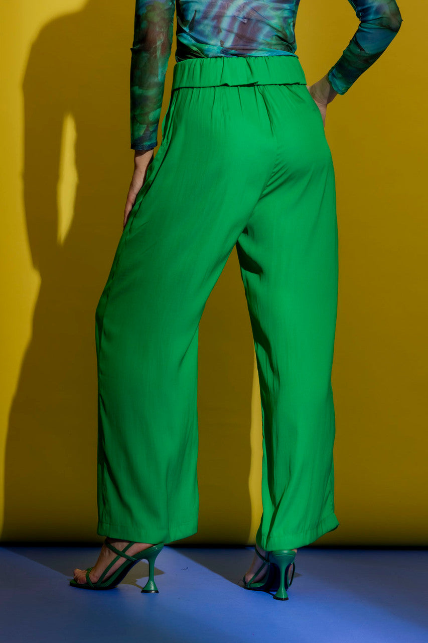 Green Silky Paperbag Pant