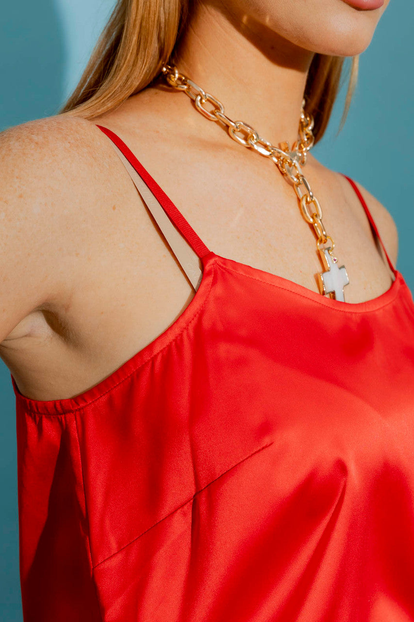 Red Silky Lily Cami