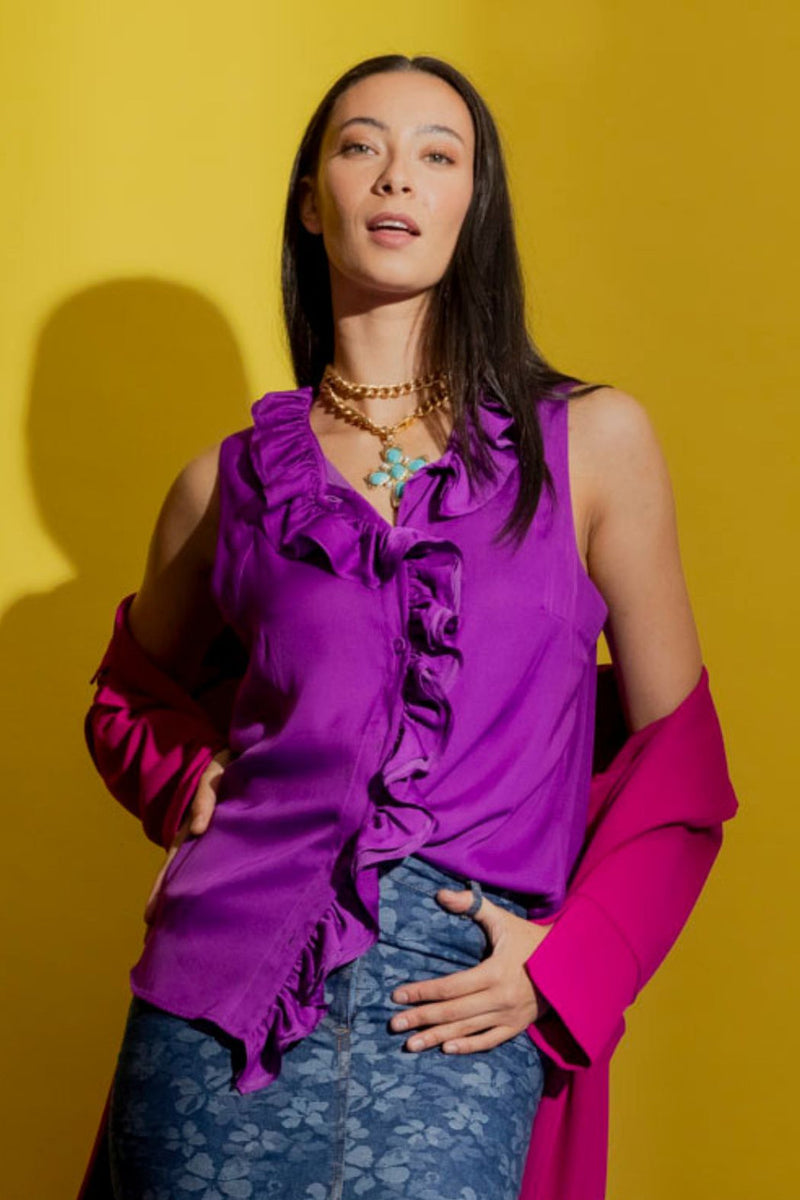Magenta Double Ruffle Cami