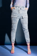 Light Denim Floral Cargo Jean Light Denim