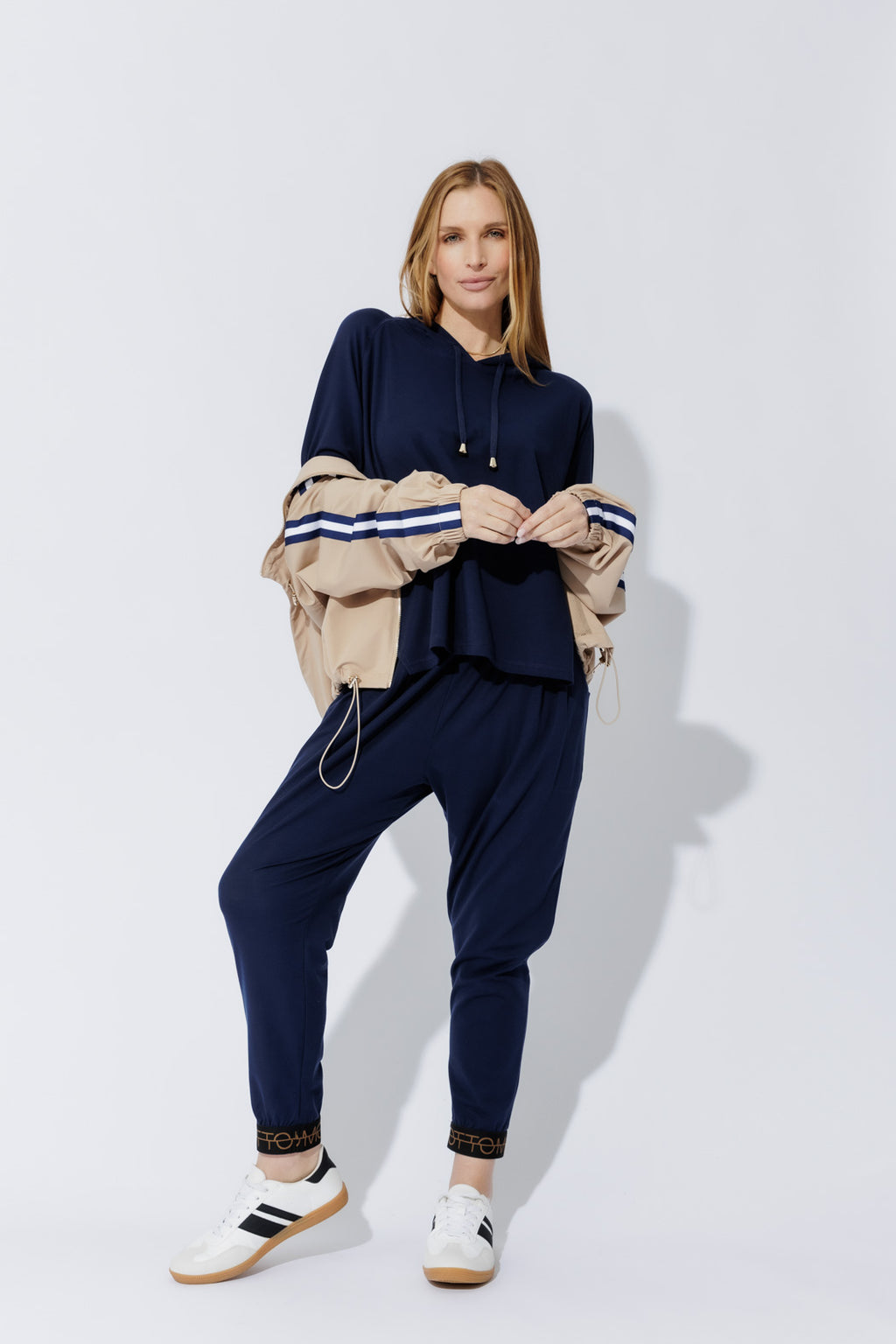 Navy Tencel Slouch Pant