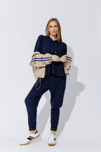 Navy Tencel Slouch Pant