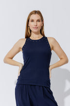 Navy Tencel Stud Cami